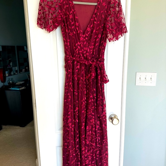 Baltic Born Marseille Embossed Maxi Dress in Cranberry - Picture 6 of 7